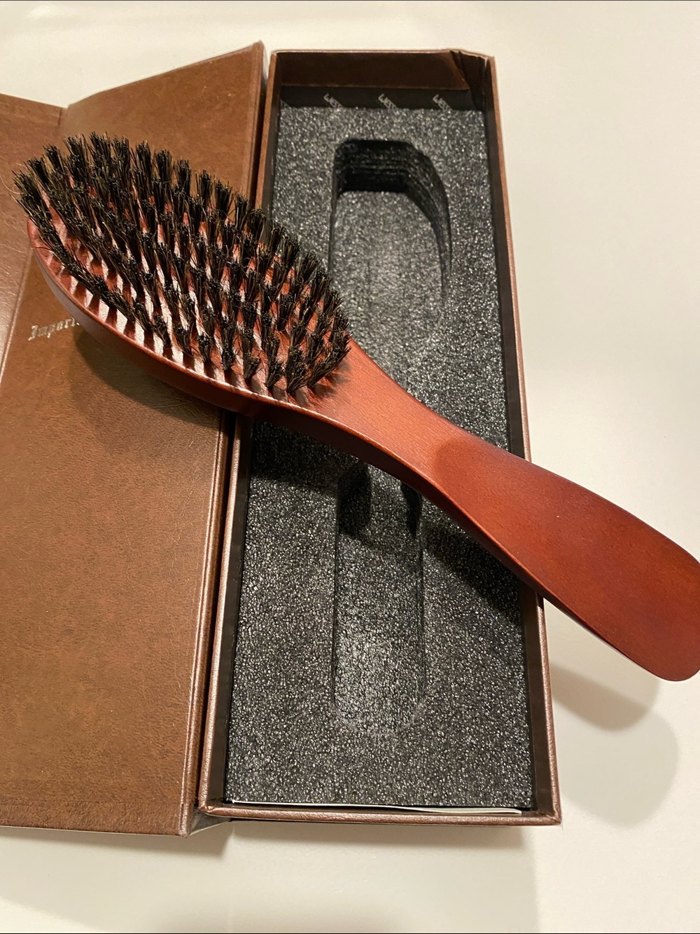 Vintage Wessen Scandinavian Boar Bristle Clothes Brush, Lint Remover, Shoe Horn - Picture 5 of 13